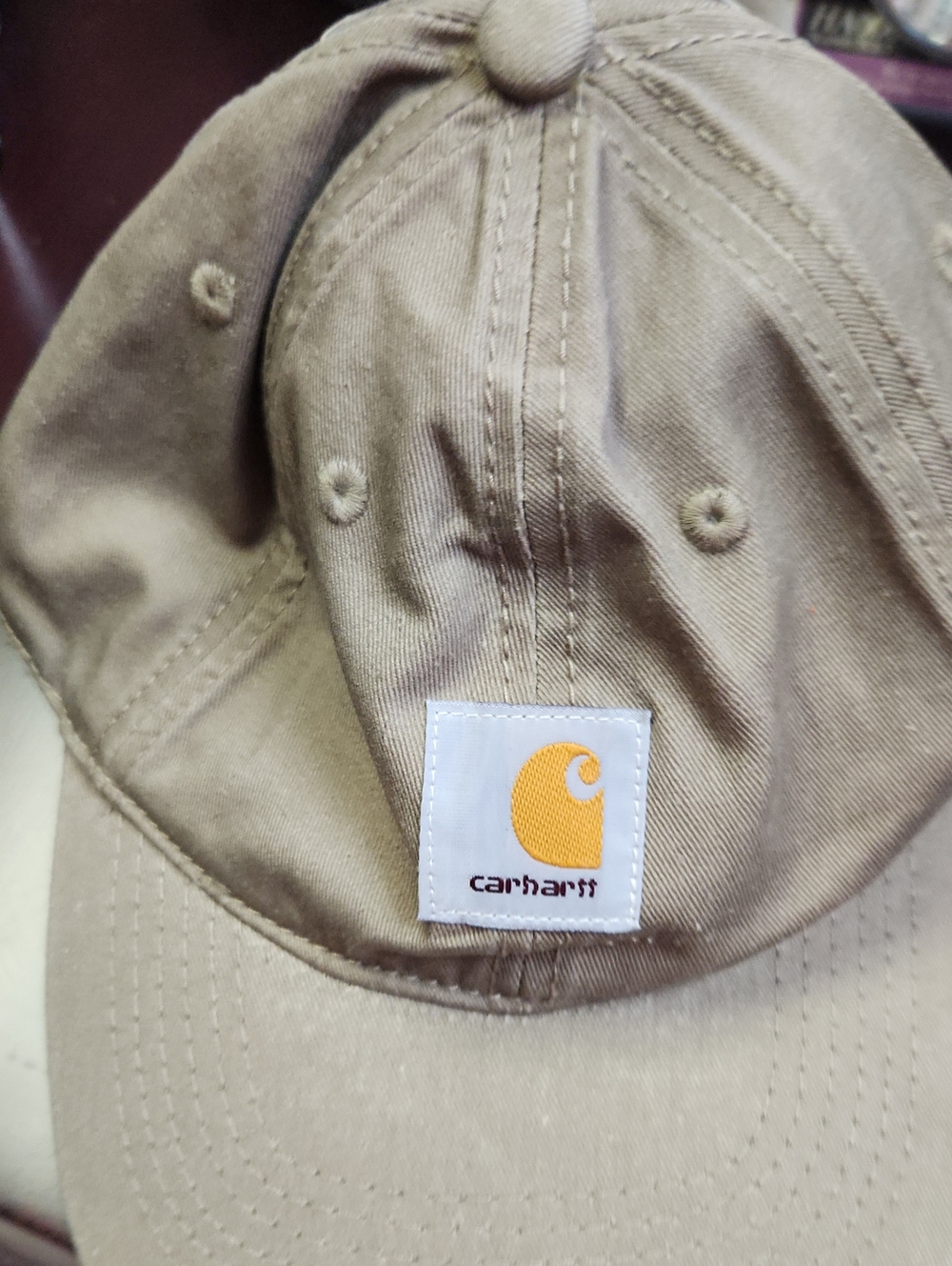Carhartt Kids Tan Baseball Cap with Yellow Logo Patch
